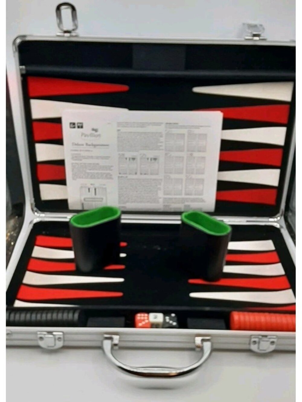 Pavilion Deluxe Backgammon Game Metal Silver Brief Case 2015 Toys R Us